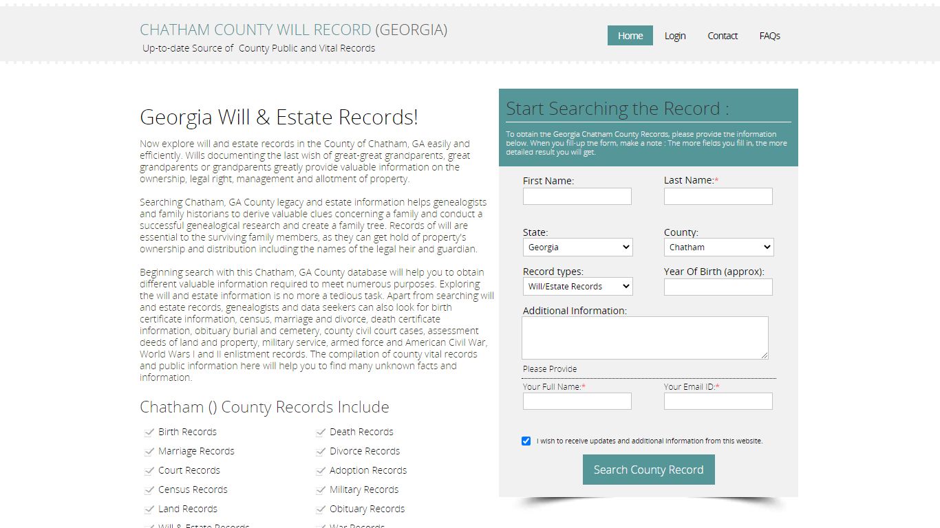 Chatham County, Georgia Public Will & Estate Records Index